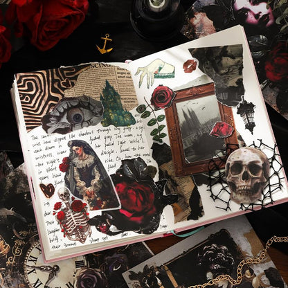 Halloween Gothic Ephemera Book, 50 Sheets Washi Stickers & Paper - color: 50 Gothic Sticker Paper Book