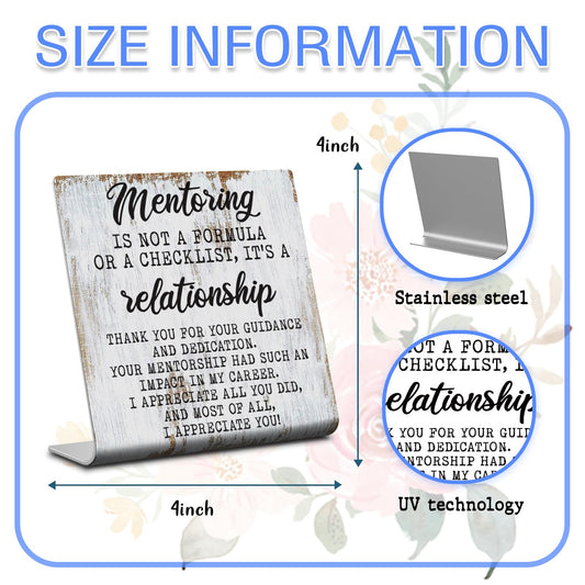 Mentor Appreciation Desk Sign, Thank You Gift for Mentor, Coach, Teacher or Leader, Rustic Steel Plaque with Meaningful Quote for Career Growth Support, Professional Gratitude Keepsake XLK523 - style: Mentor