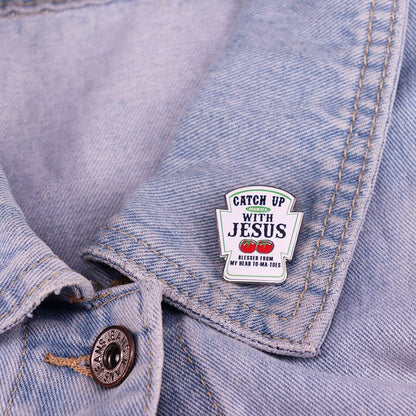 GuDeKe Catch Up with Jesus Christian Lapel Pins