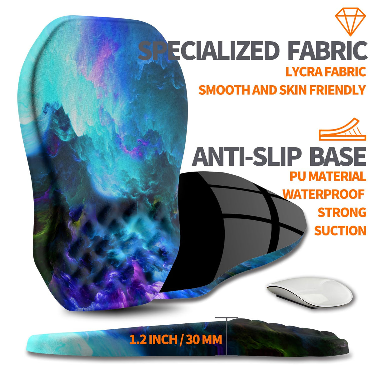 Ergonomic Slope Mouse Pad Wrist Support, Wrist Rest Mousepad for Carpal Tunnel Pain Relief with Massage Bulge and Slow Rebound Memory Foam (12x8 inch, Nebula) - color: AM044-nebula