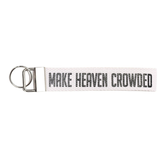 ASVP Shop Make Heaven Crowded Christian Keychain Wristlet - Fabric Religious Keychain Gift - color: Sand