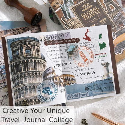 Travel Ephemera Book, 50 Sheets A5 Washi Stickers & Papers - color: 50 Travel Sticker Paper Book