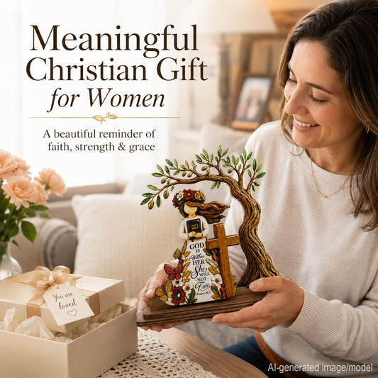 Religious Gifts for Women, God Is Within Her She Will Not Fall Decor Plaque - color: KAT- K-God is within her-Plaque