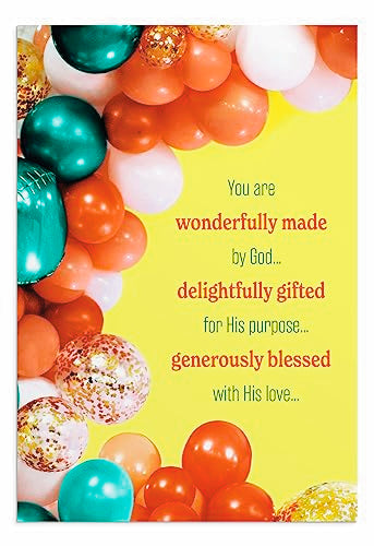 DaySpring - Birthday Balloons - 4 Balloon Designs Assortment with Scripture - 12 Happy Birthday Boxed Cards & Envelopes (U0057)