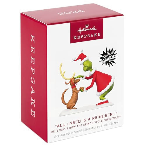 Hallmark Keepsake Grinch Christmas Ornament 2024, Dr. Seuss' How the Grinch Stole Christmas! "All I Need Is a Reindeer...", Christmas Movie Gifts - style: All I Need is a Reindeer