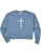 Womens Christian Nail Cross Minimal Faith Jesus Crucifix Design Comfort Colors Crop Sweatshirt - color: Blue Jean, size: Small